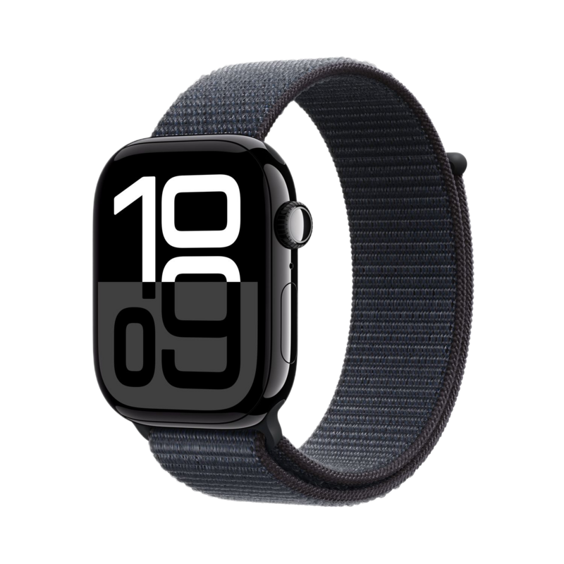 Apple Watch Series 10 GPS 46mm Jet Black Aluminum Case with Ink Sport Loop