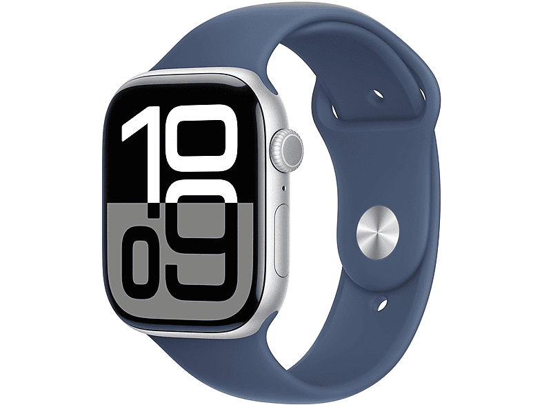 Apple Watch Series 10 GPS 46mm in alluminio color argento con cinturino Sport denim - S/M Smartwatch
