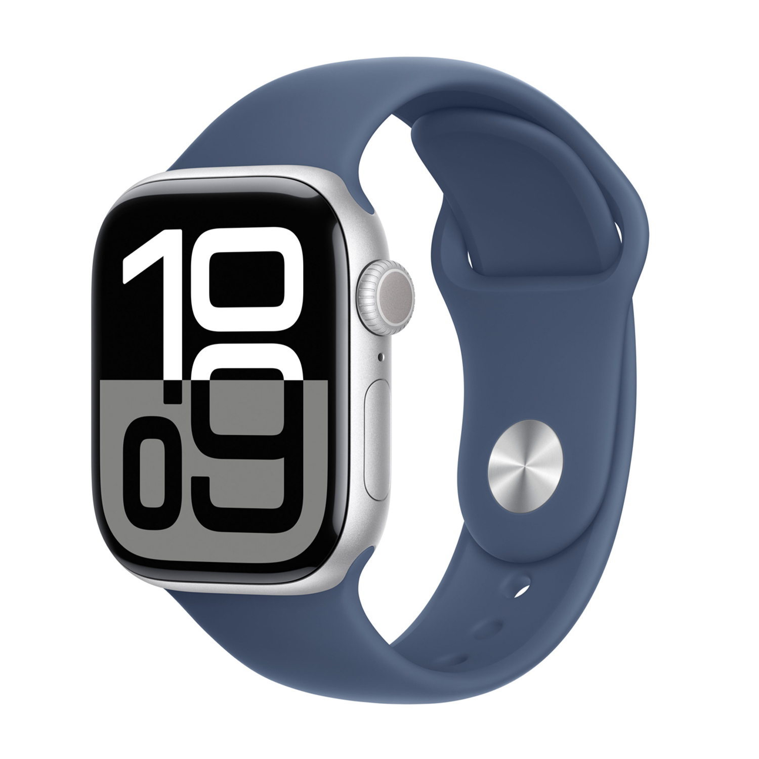 APPLE Watch Series 10 GPS + Cellular 42mm in alluminio color argento con cinturino Sport denim - S/M
