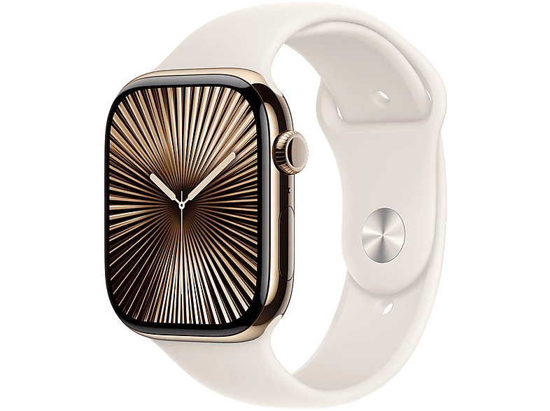 Apple Watch Series 10 GPS + Cellular 46mm in titanio color oro con cinturino Sport galassia - M/L Smartwatch