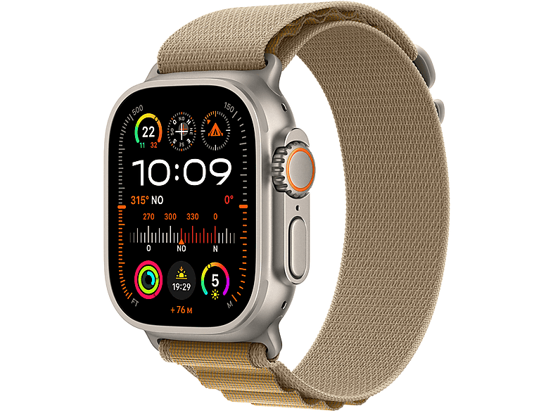 Apple Watch Ultra 2 GPS + Cellular 49mm cassa in titanio naturale con cinturino Alpine Loop Sahara - Large Smartwatch