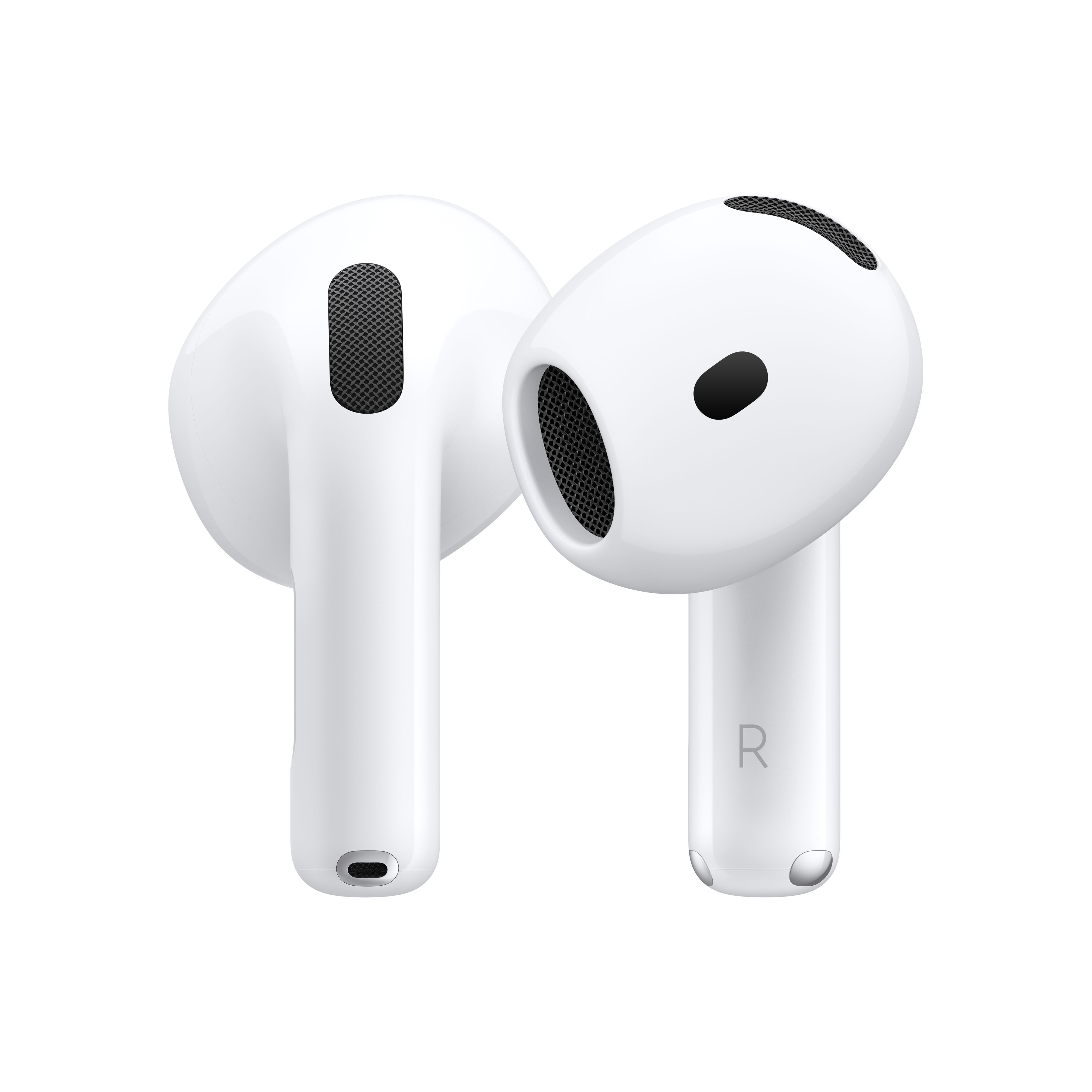 Apple AirPods blancos, dos auriculares inalámbricos.