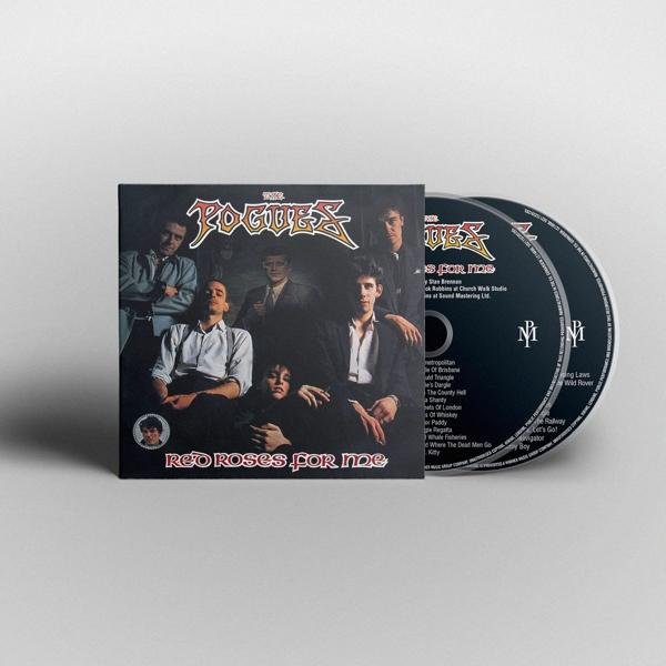 Albumcover von The Pogues, mit Bandmitgliedern und Albumtitel, zwei CDs im Hintergrund.