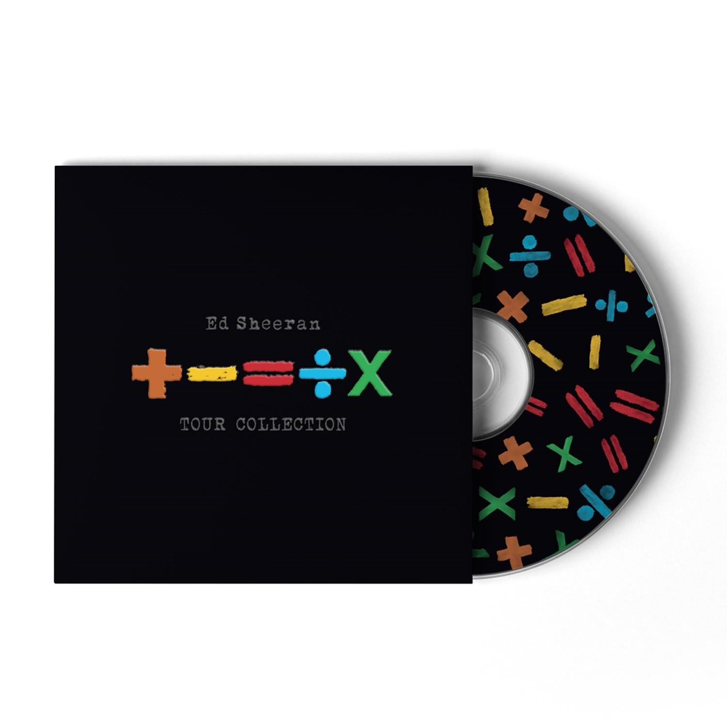 CD-Hülle und -Disc von Ed Sheerans 'Tour Collection' mit bunten Grafiken.