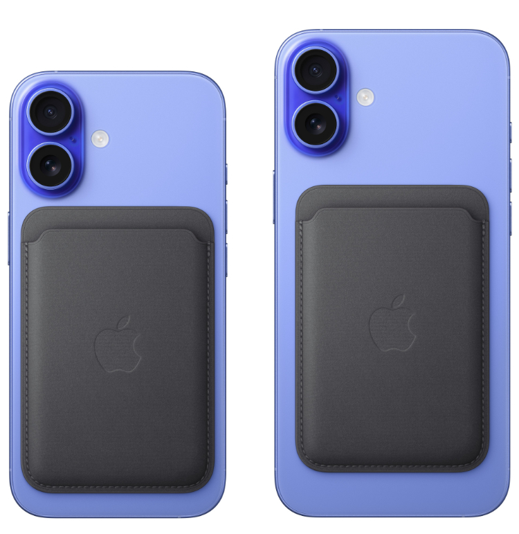 Dwa telefony, niebieskie tyły, ciemnoszary uchwyt na karty.