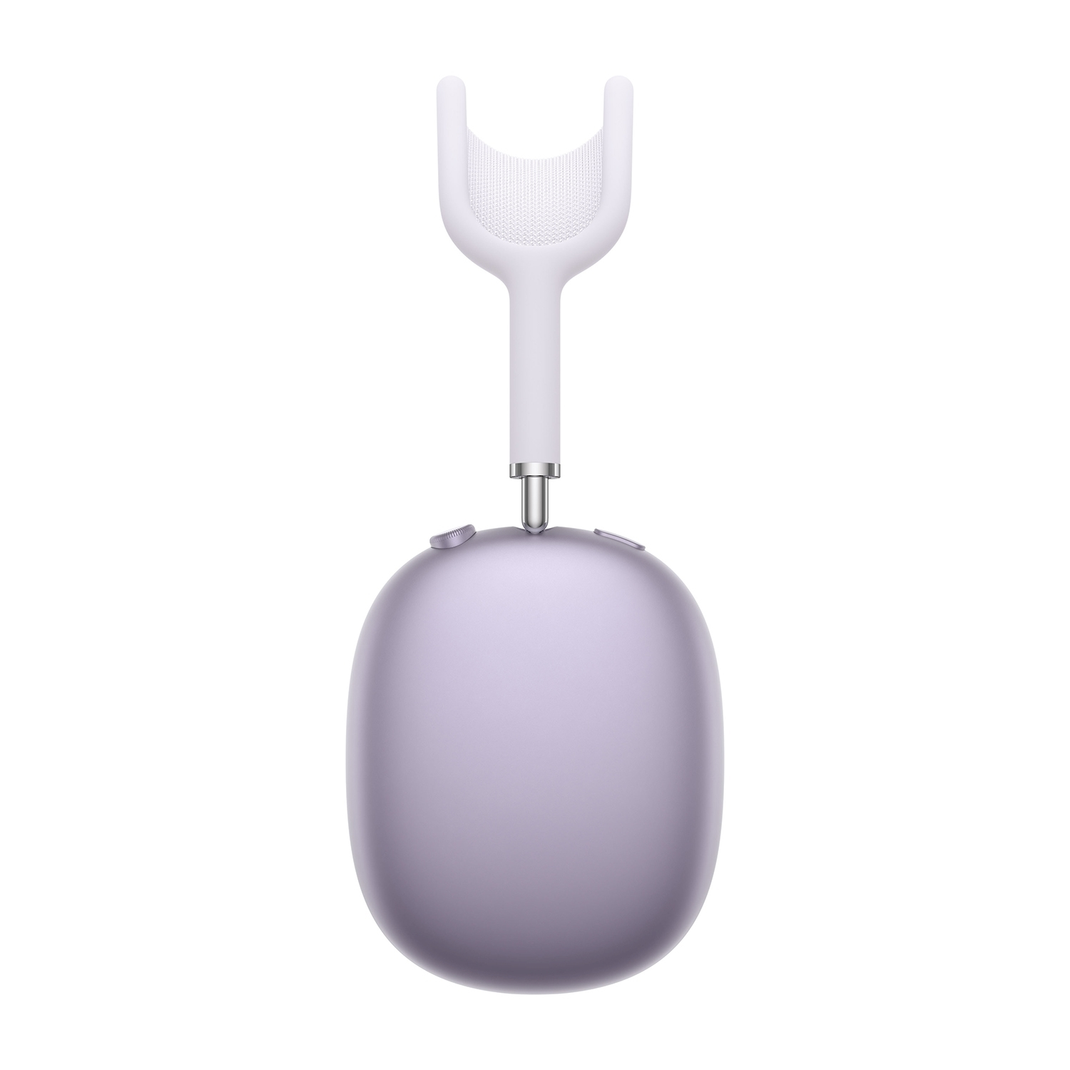 Cuffie con archetto bianco e padiglione viola, con sfondo bianco.