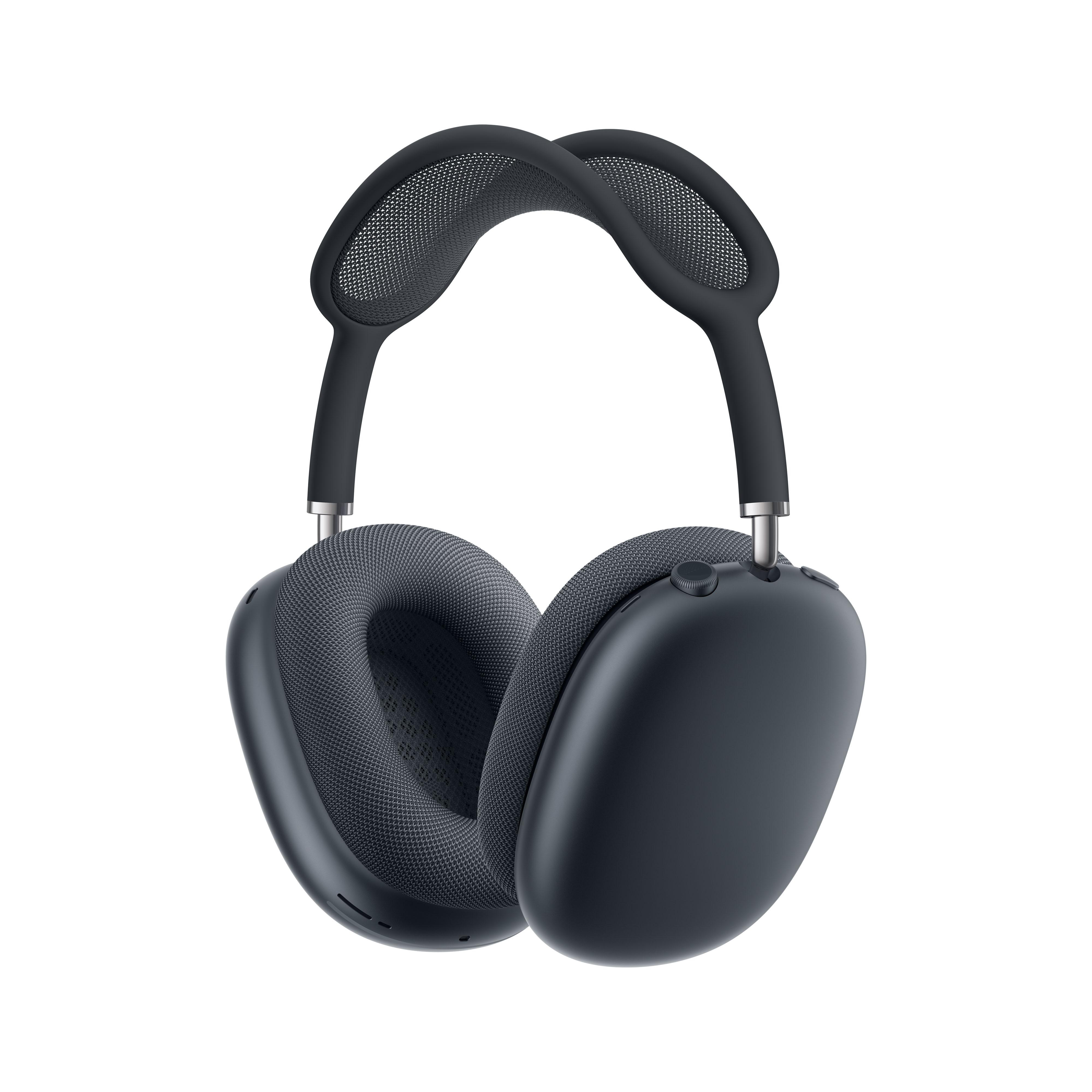 Schwarze Over-Ear-Kopfhörer. Die Kopfhörer sind dunkelgrau mit schwarzem Mesh. Das Design ist modern und elegant.