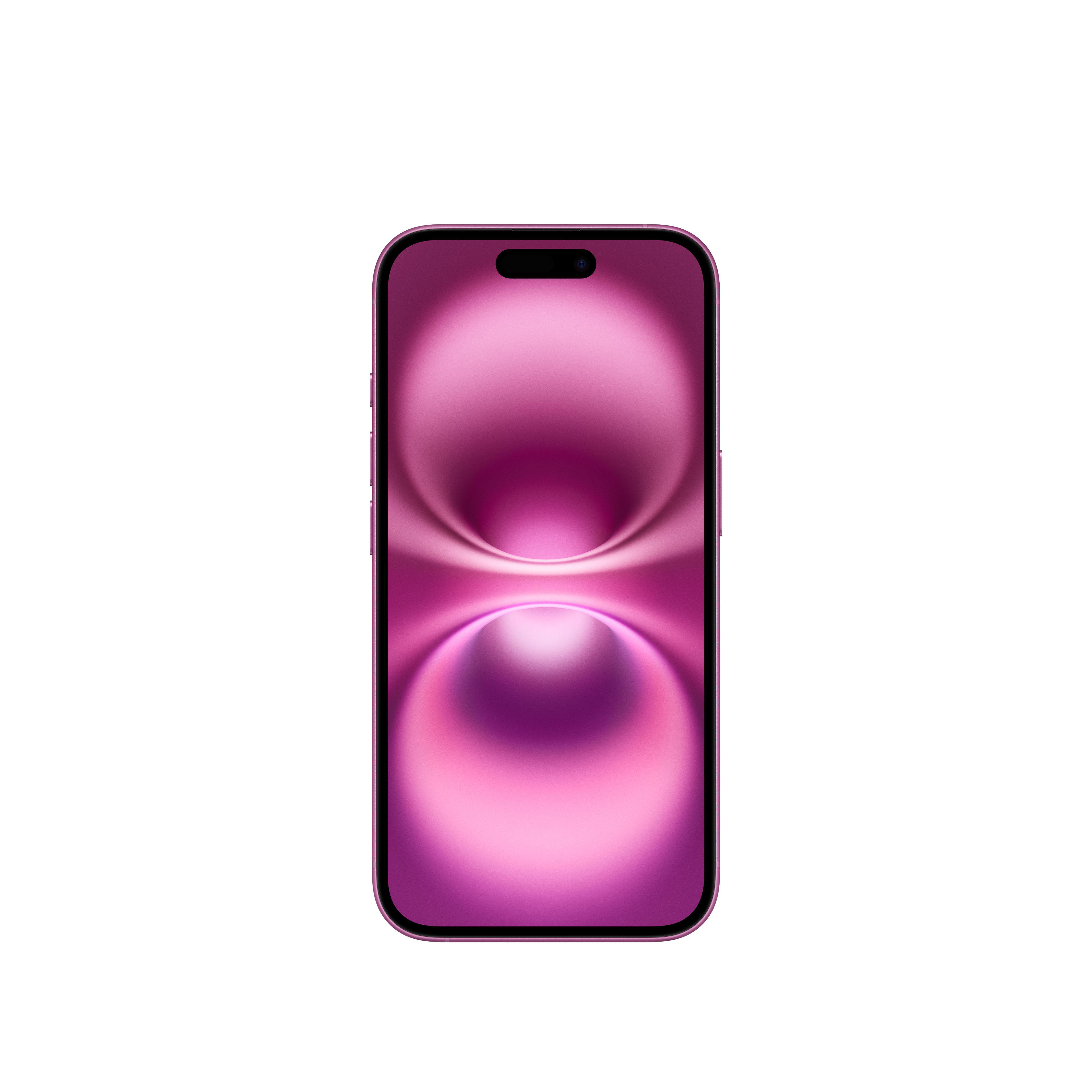 Ein rosa Telefonbildschirm mit Gradientendesign auf weißem Hintergrund.