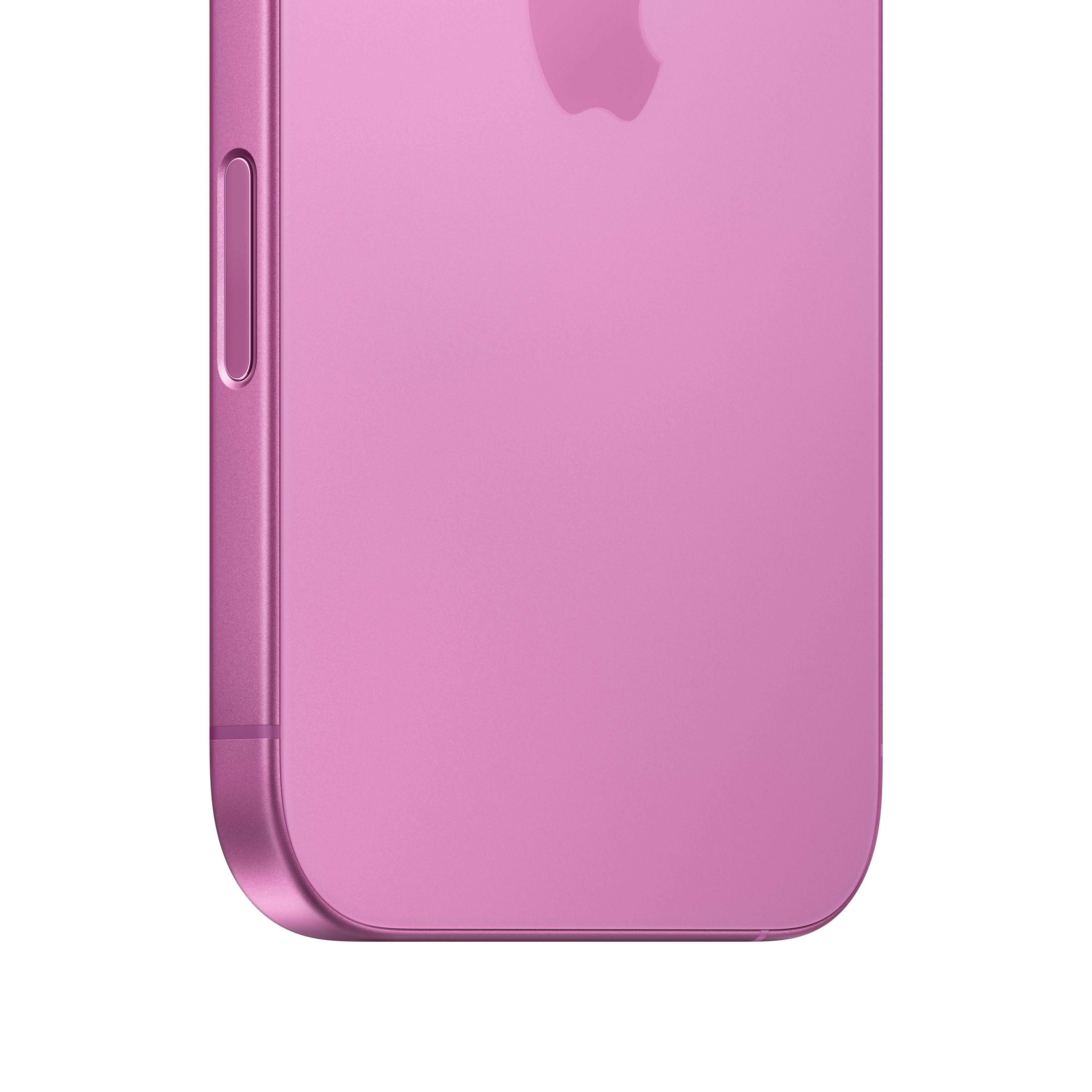Nahaufnahme eines rosa Smartphones, das die Seite mit den Tasten zeigt.
