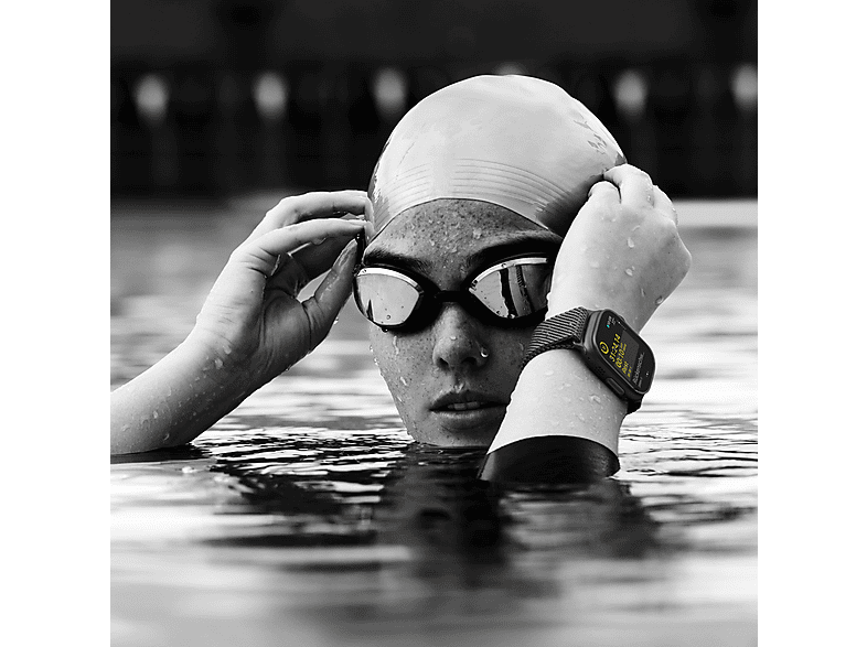 APPLE Watch Ultra 2 GPS + Cellular 49 mm Alpine Loop Armband Dunkelgrün 2024 Smartwatch Titangehäuse, 130 - 160 mm, Schwarz