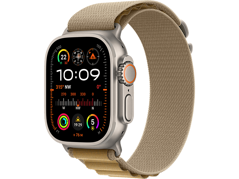 APPLE Watch Ultra 2 GPS Cellular 49 mm Alpine Loop Armband Mandel 2024 Smartwatch Titangehause 145 190 mm Natur