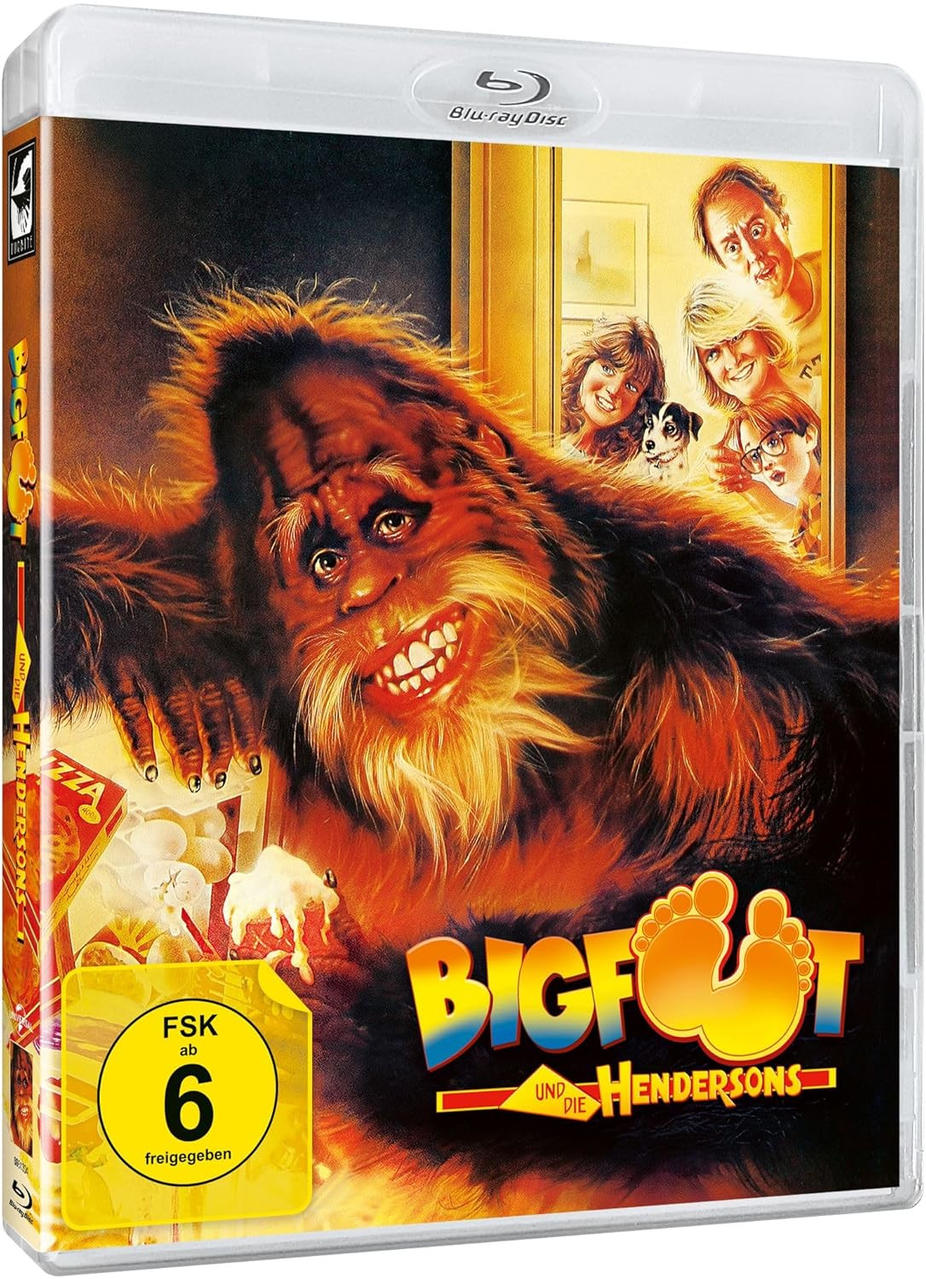 Blu-ray-Hülle des Films Bigfoot und die Hendersons. Das Cover zeigt Bigfoot und eine Familie.