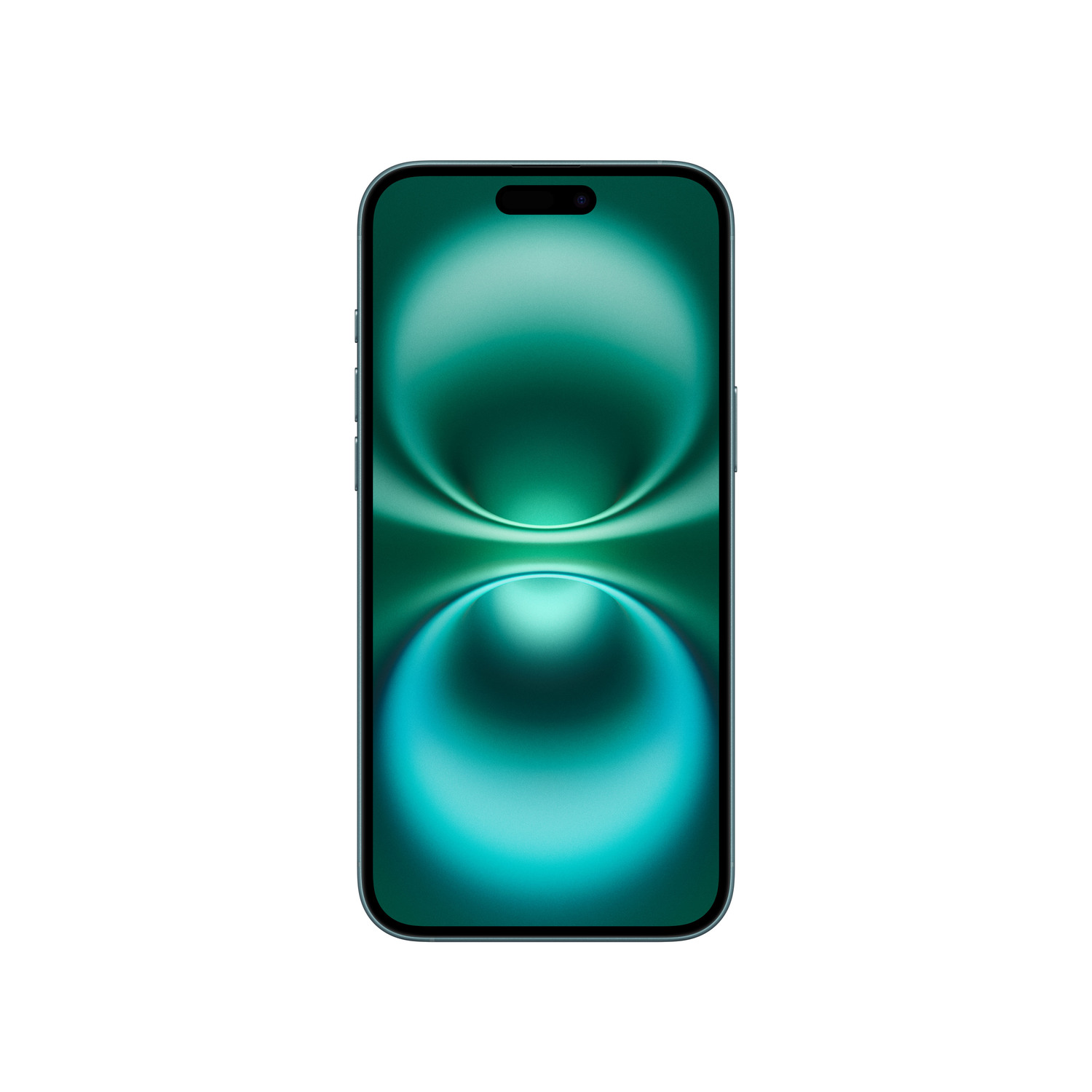 Een telefoon met een groen en blauw verloopdisplay.