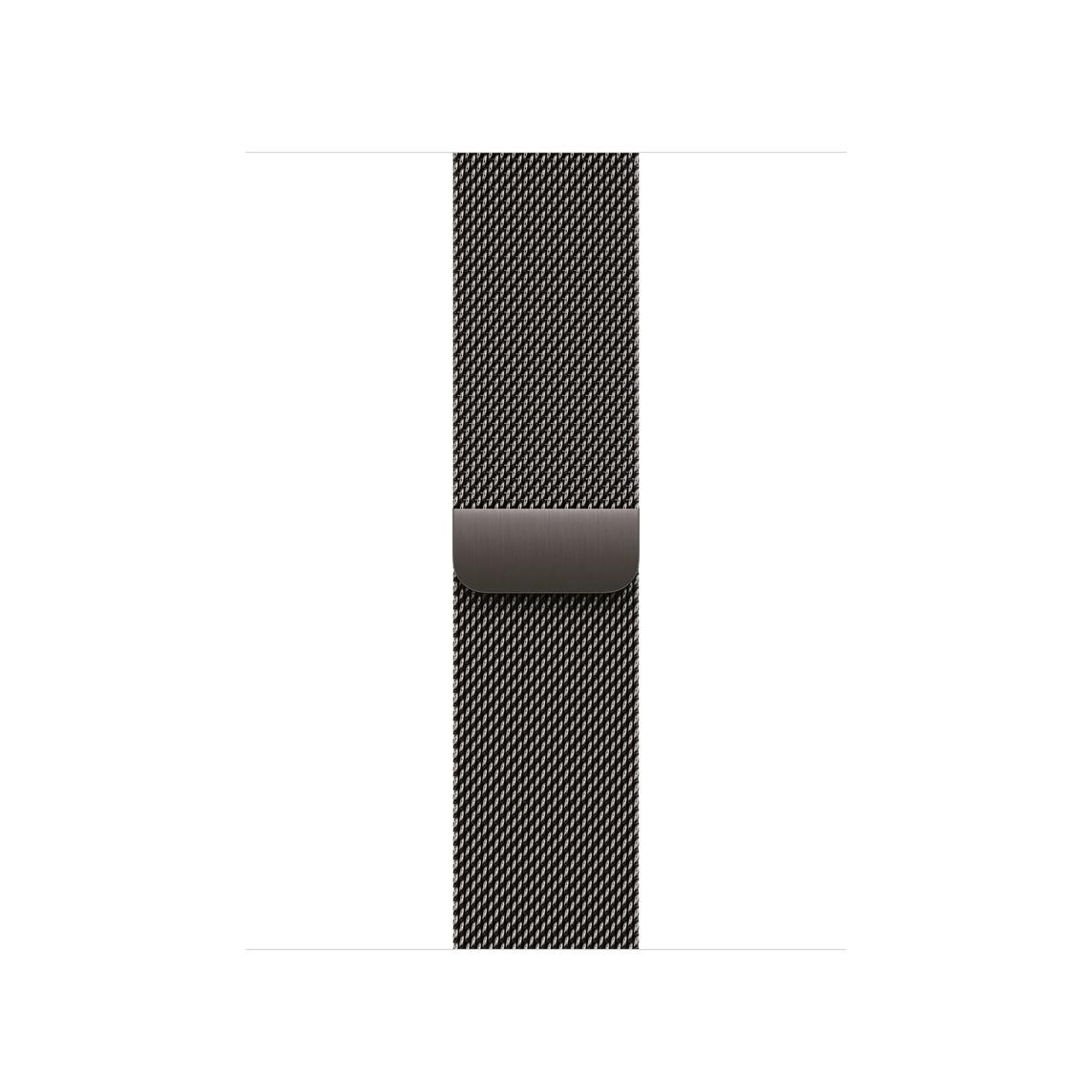 Schwarzes Mesh-Uhrenarmband, Metallschnalle, schlichtes Design.