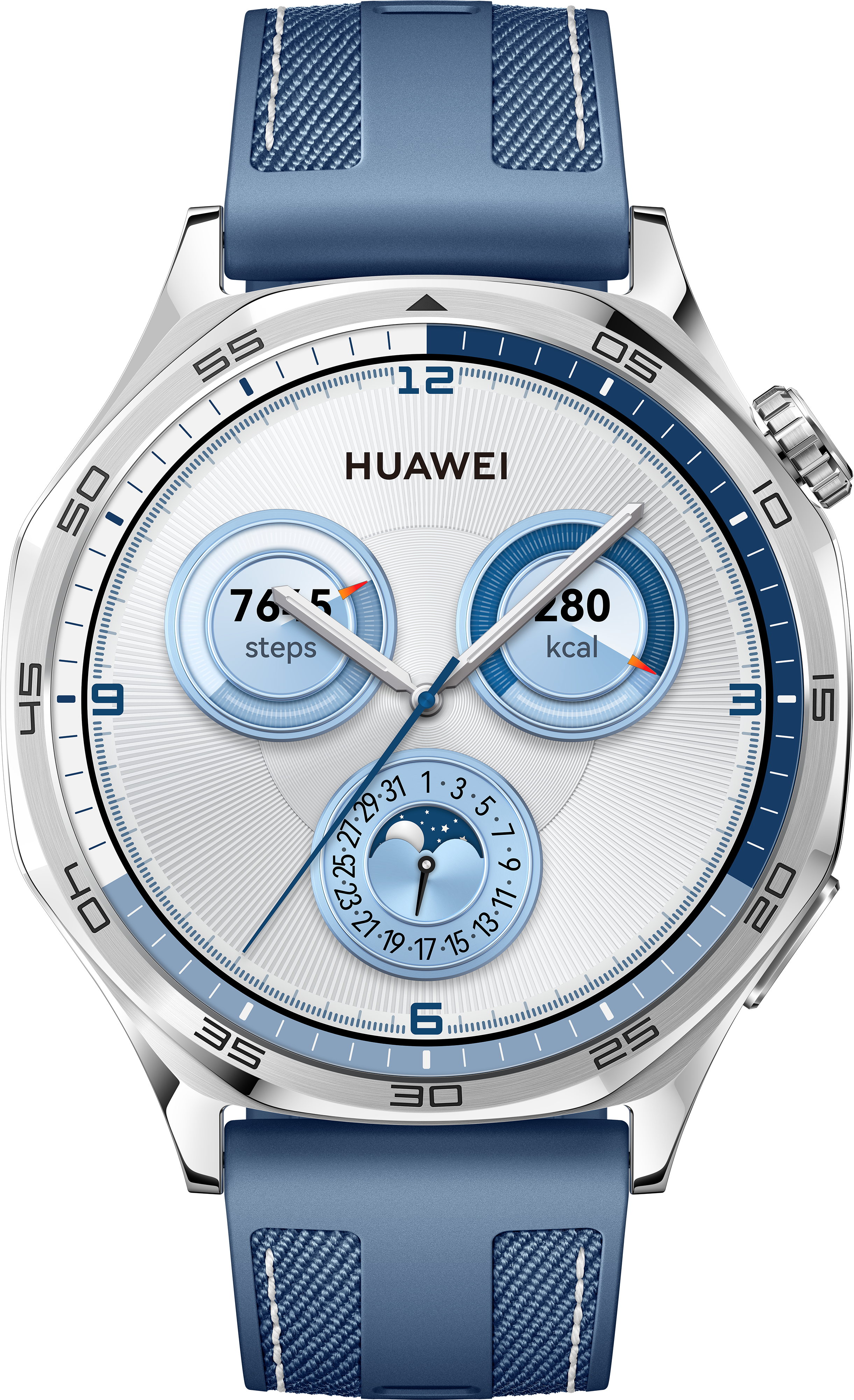 HUAWEI Watch GT 5 okosóra, kék szőtt szilikon szíj, 46mm (55020DKH)