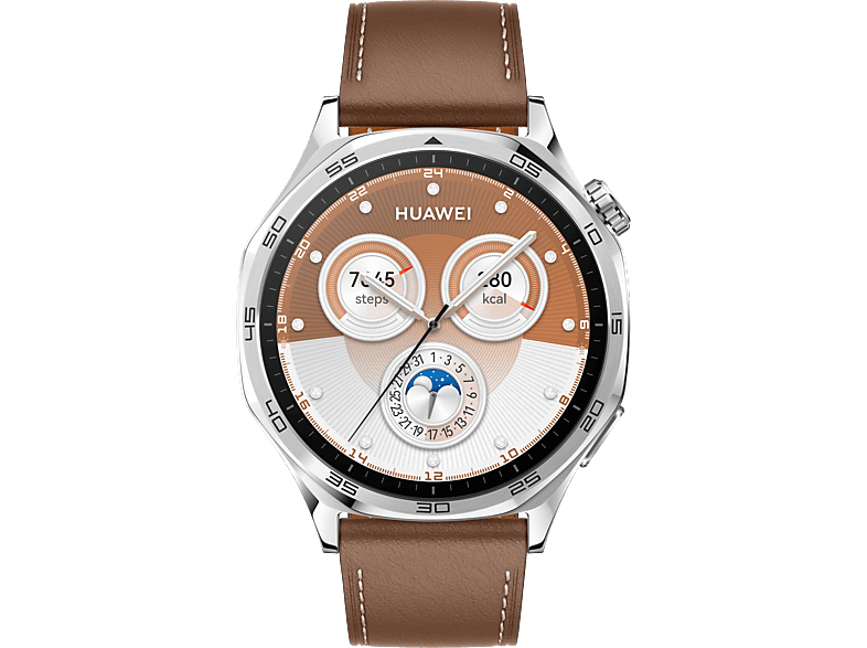 HUAWEI Watch GT 5 okosóra, barna bőr szíj, 46mm (55020DKJ)