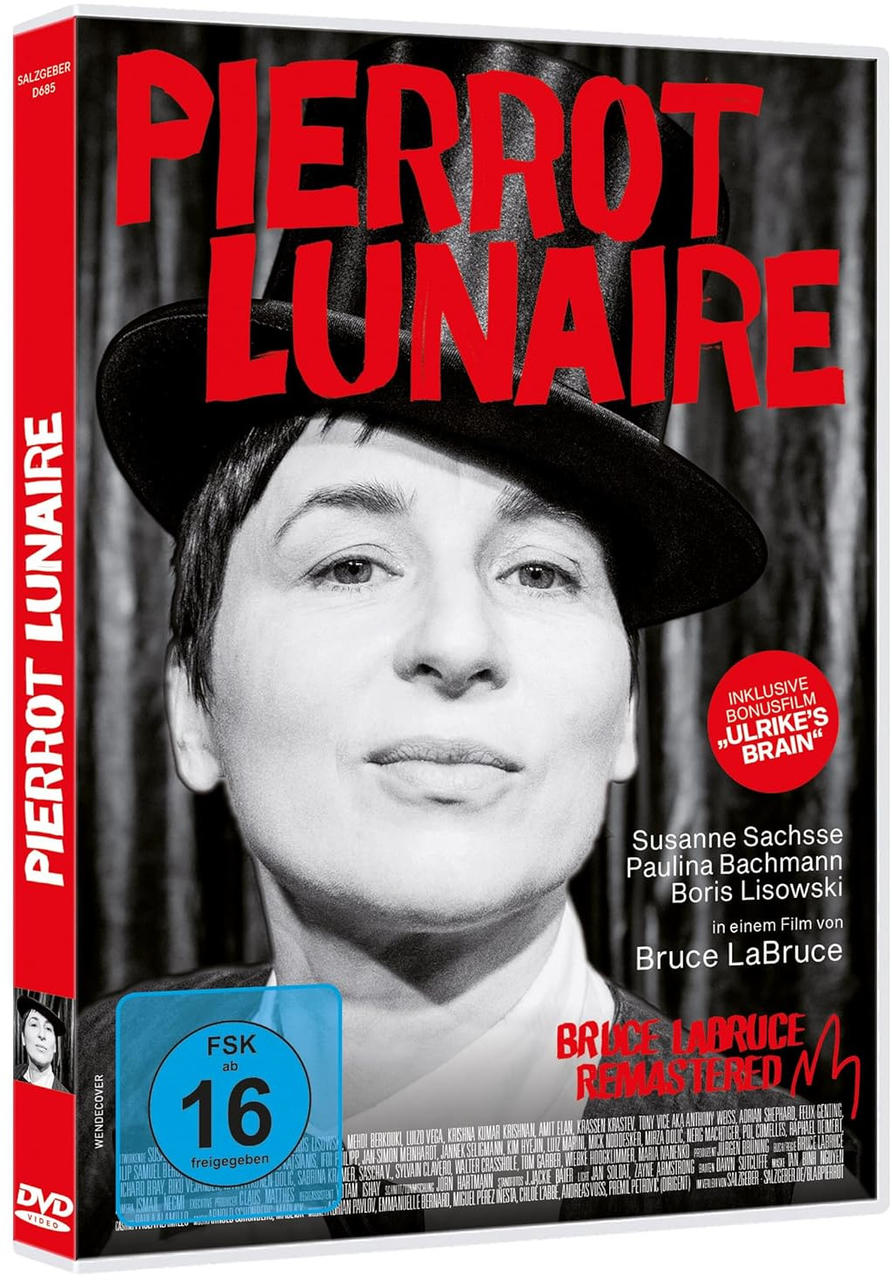 DVD-Cover für Pierrot Lunaire. Eine Frau mit schwarzem Hut. Enthält Text und Logos.
