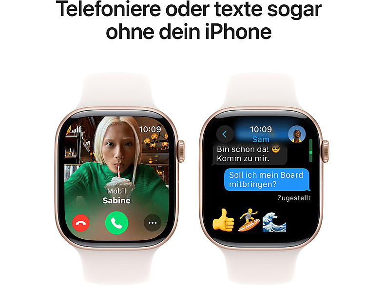 APPLE Watch Series 10 GPS 46 mm Smartwatch Aluminium Fluorelastomer, 160 - 210 mm, Roségold