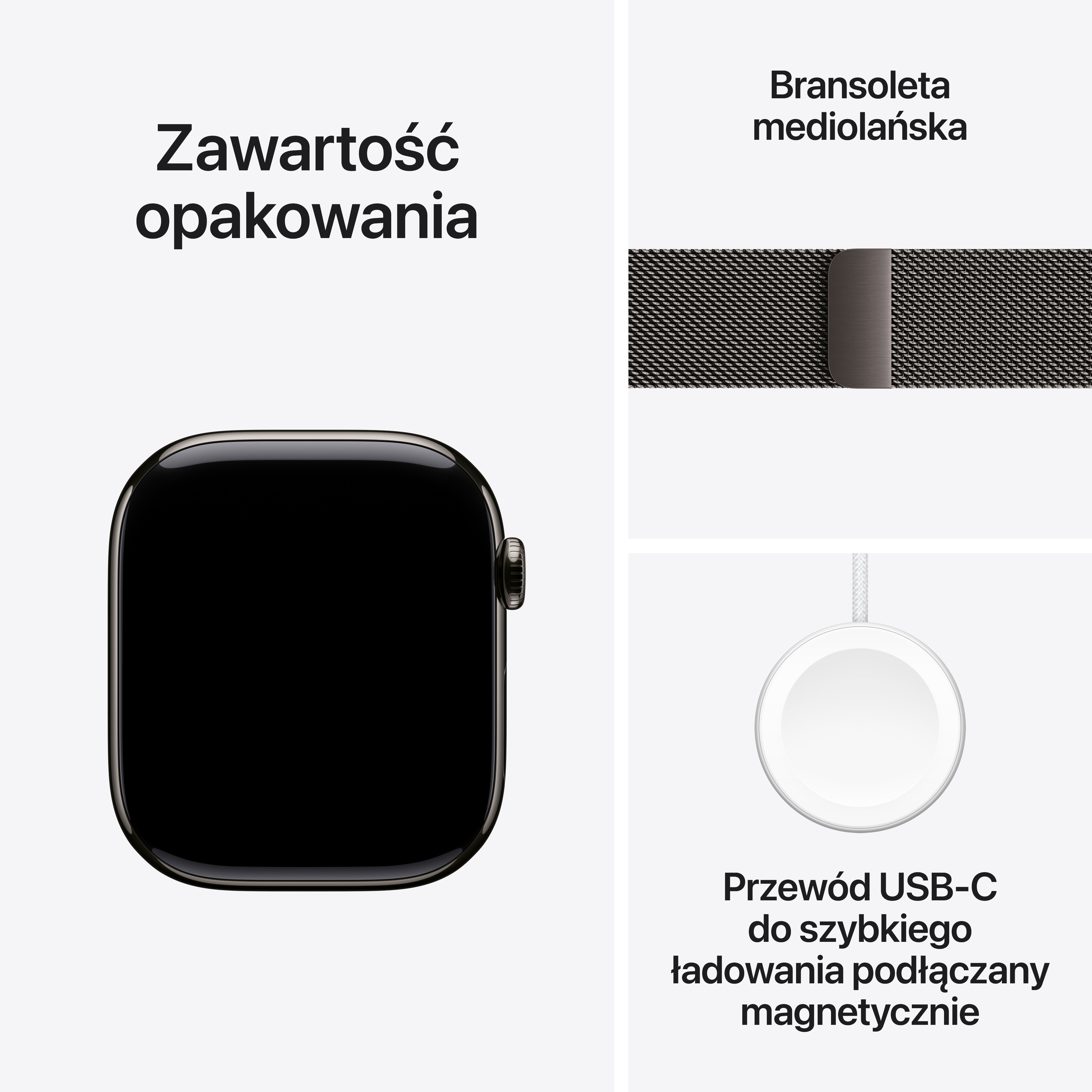 Smartwatch APPLE Watch Series 10 GPS + Cellular Koperta 42mm z tytanu w kolorze łupku z bransoletą mediolańską w kolorze łupku MX053ET/A
