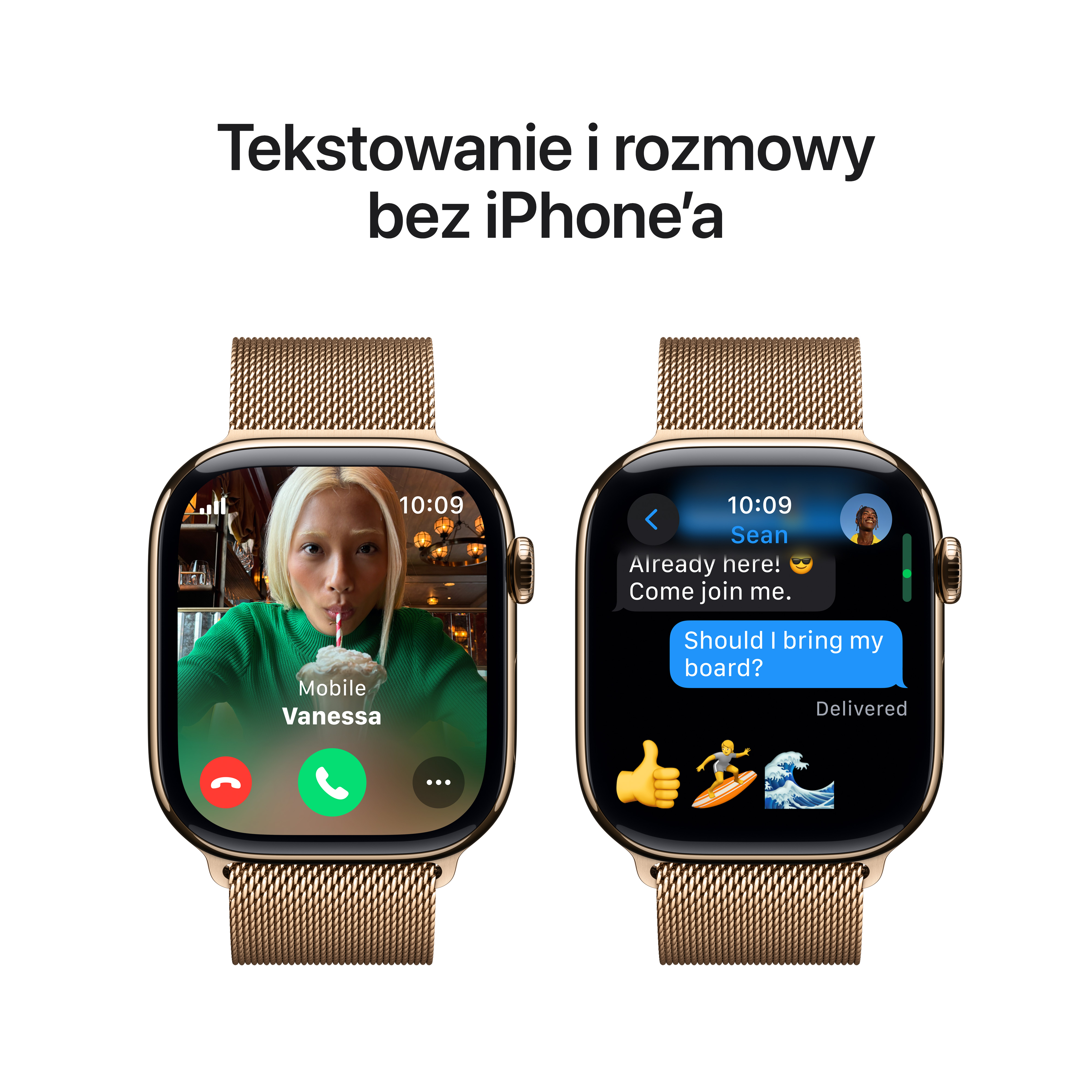 Smartwatch APPLE Watch Series 10 GPS + Cellular Koperta 46mm z tytanu w kolorze złotym z bransoletą mediolańską M/L w kolorze złotym MX003ET/A