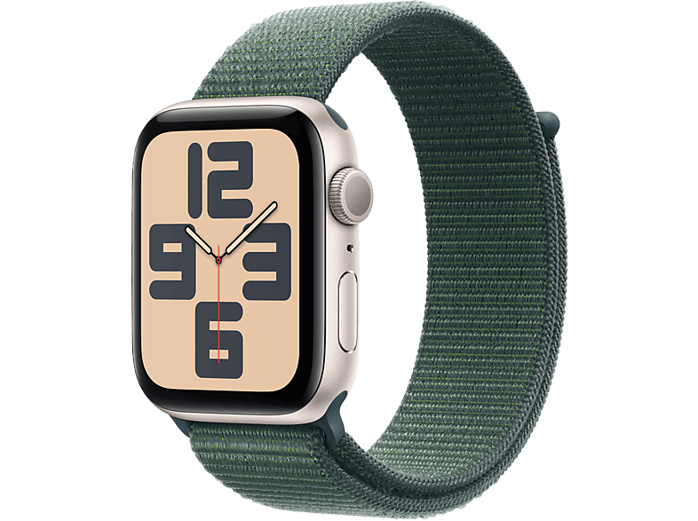 Apple Watch SE (2nd Gen) GPS 44mm Starlight Aluminum Case with Lake Green Sport Loop