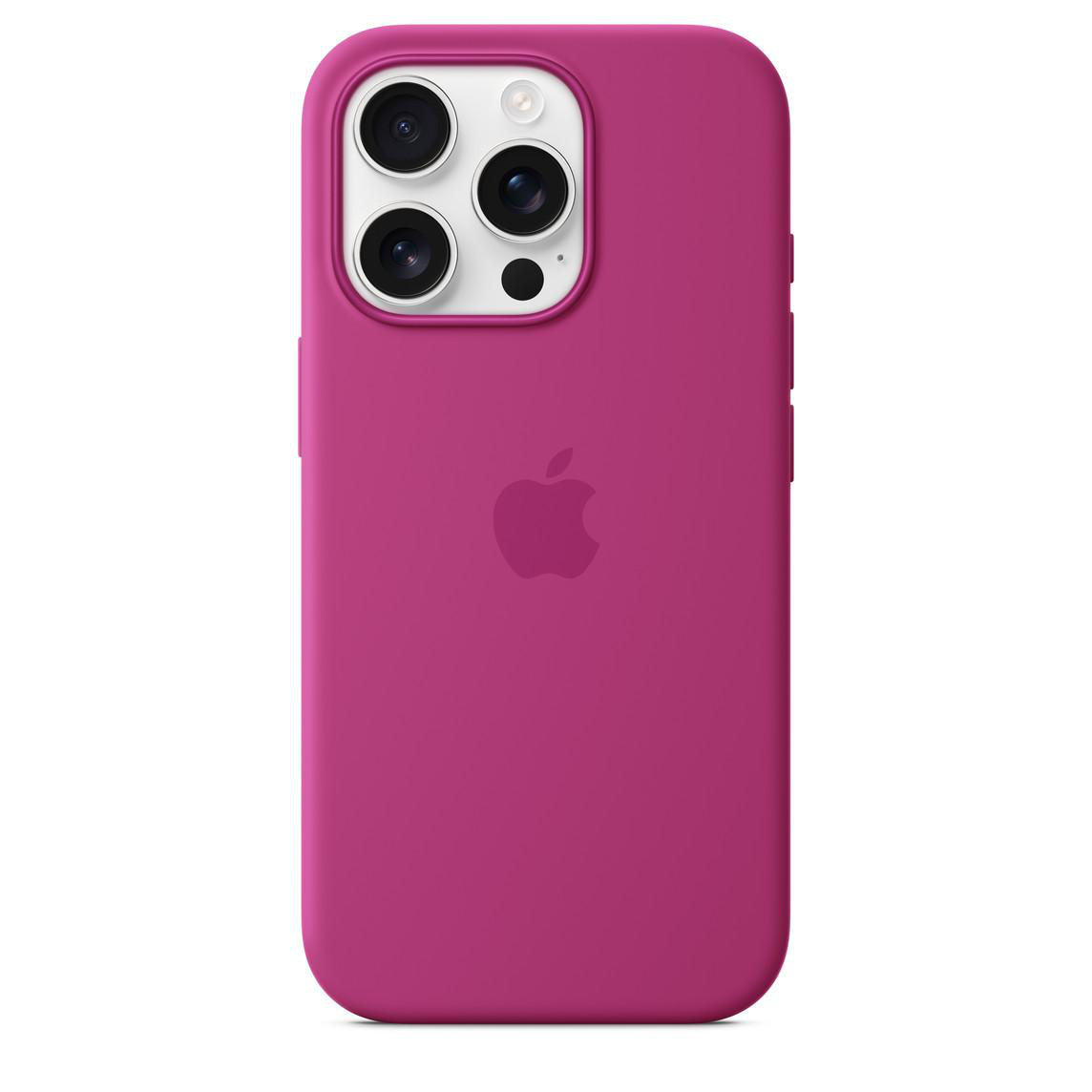 Pinke Handyhülle mit drei Kameralinsen und Apple-Logo auf der Rückseite.