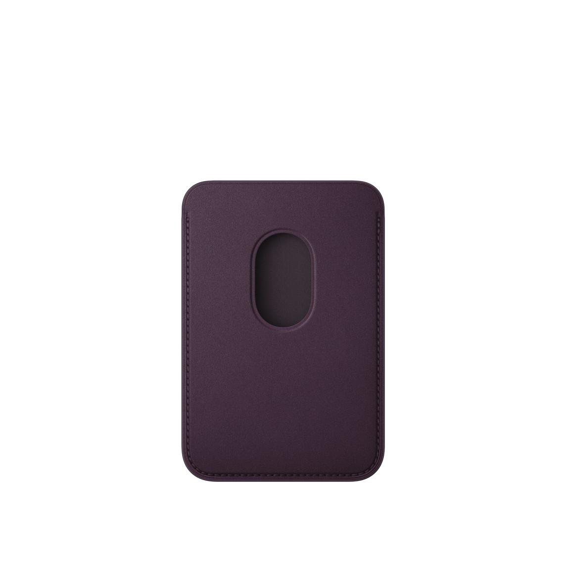 Ein lilafarbenes Leder-Geldbörsen-Zubehör für ein Smartphone, mit ovalem Ausschnitt.