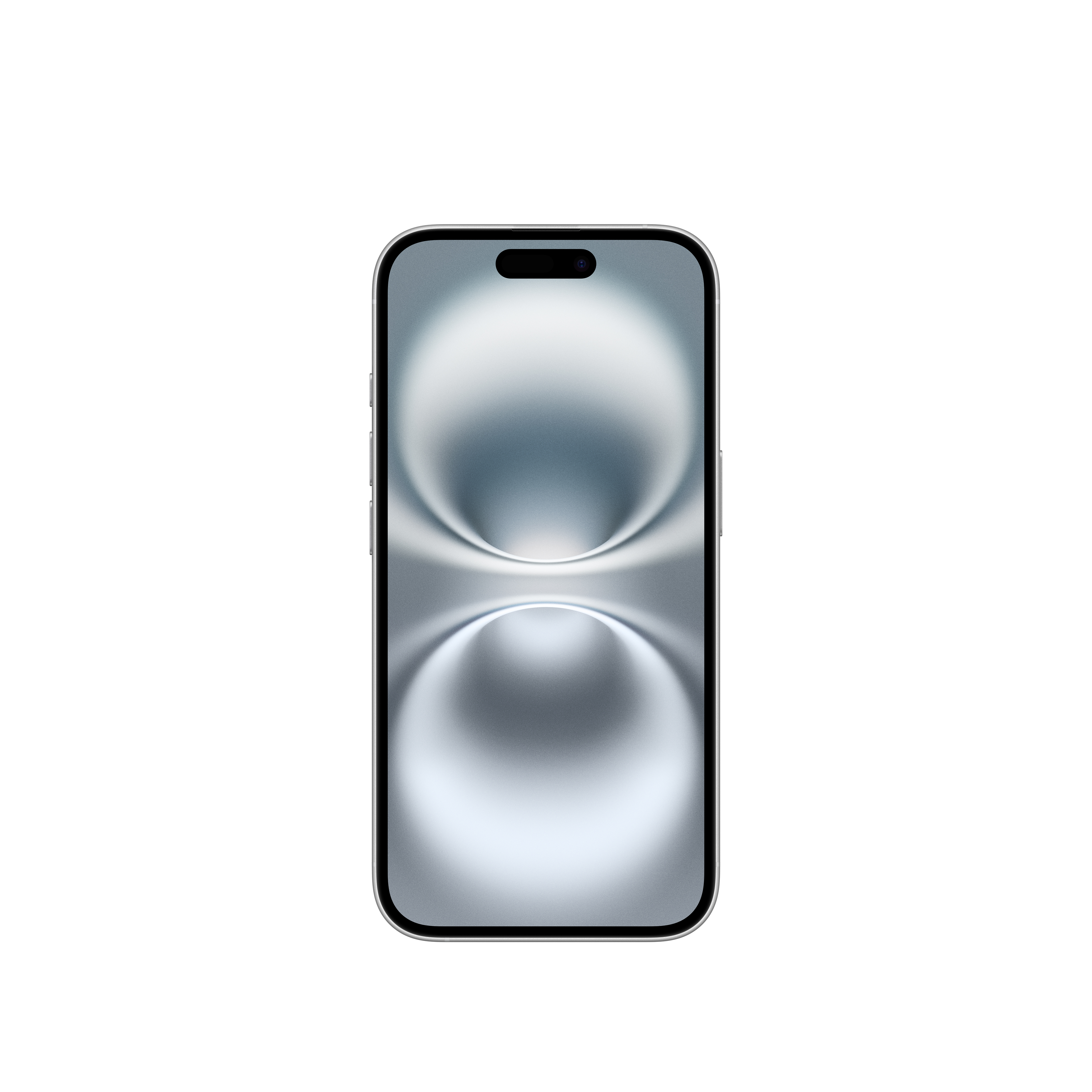 iPhone elölnézet, fehér keret, a képernyő hullámszerű mintát mutat.