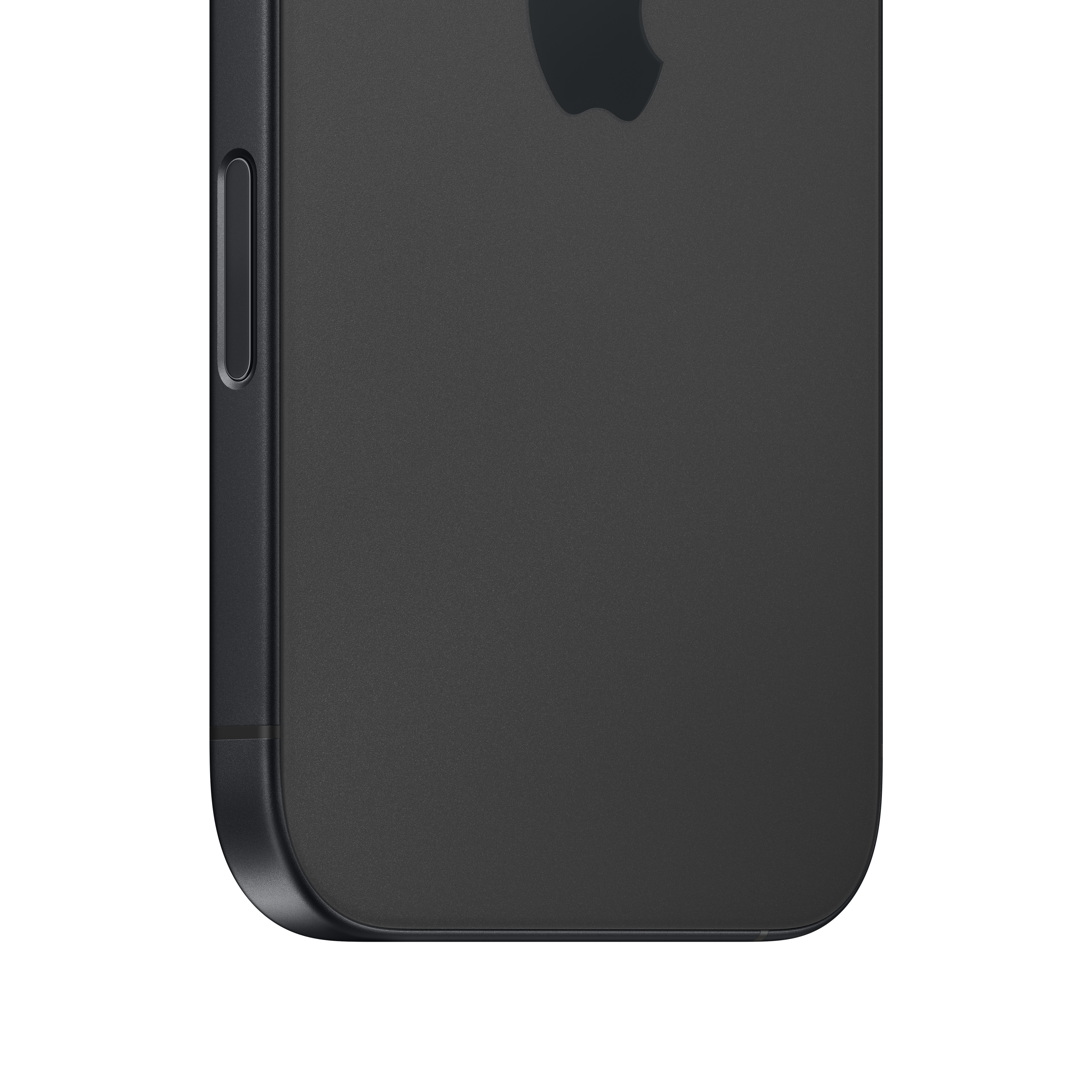 Egy fekete iPhone közelképe, amely a hangerőgombbal és az Apple logóval ellátott oldalt mutatja.