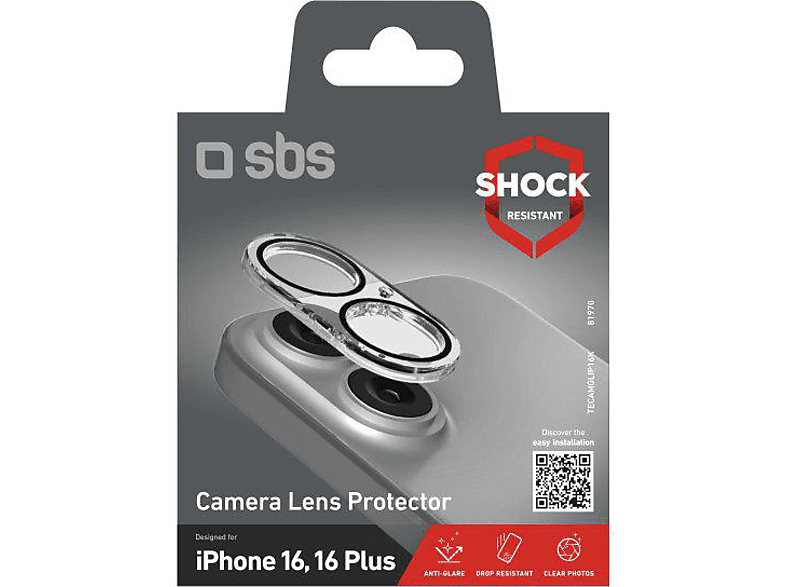 SBS TECAMGLIP16K Kameralinsenschutz, für Apple iPhones 16/16 Plus