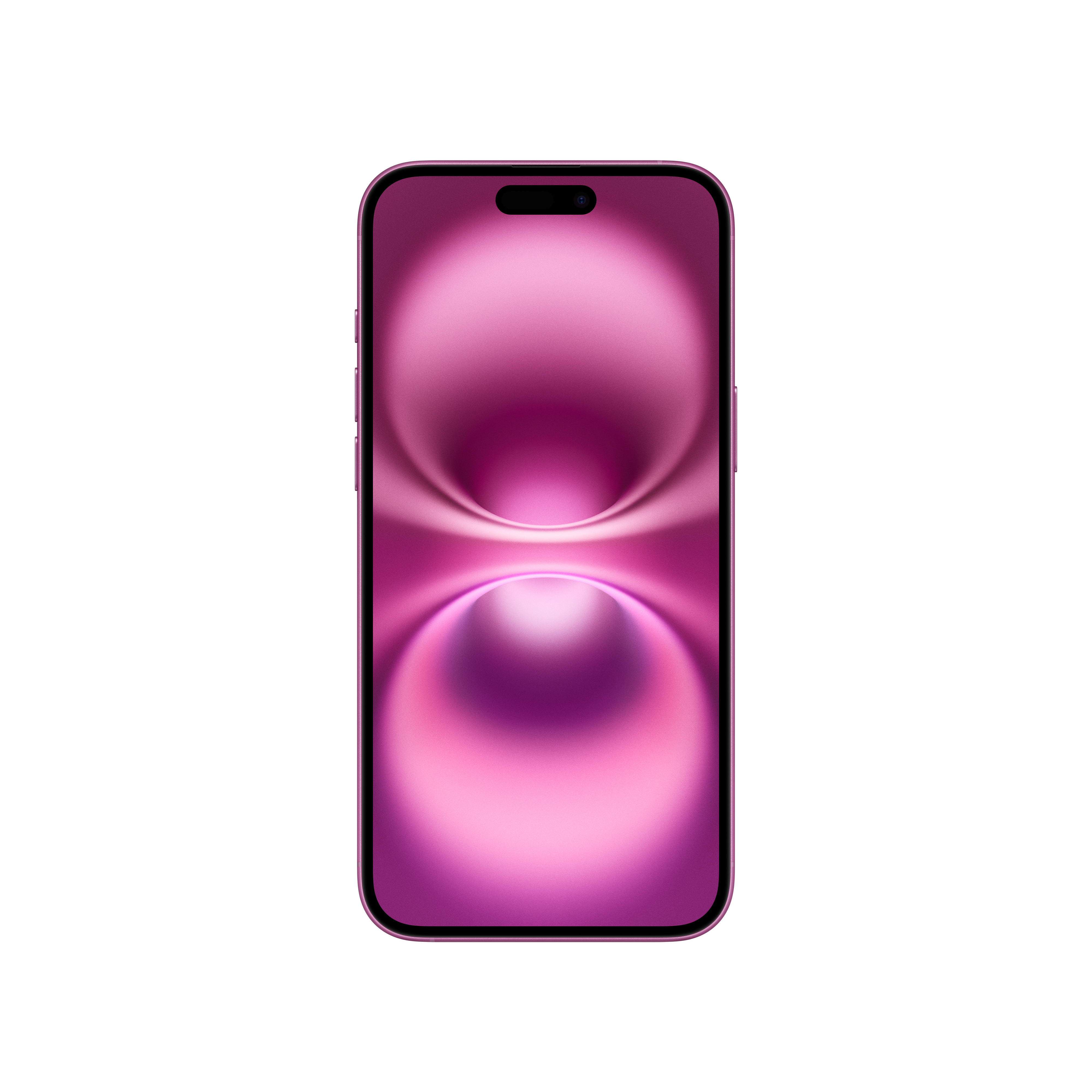 Rózsaszín telefon képernyője örvénymintával fehér háttéren, termékfotó.