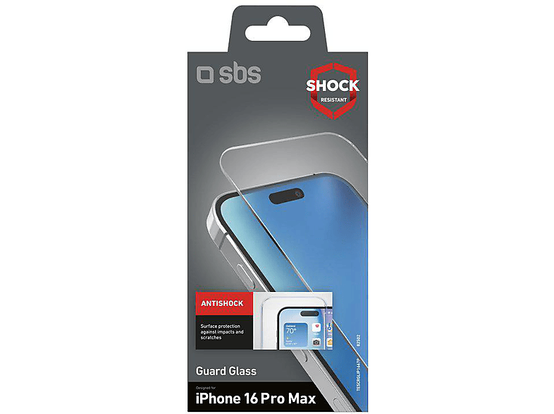 SBS TESCRGLIP1667P Displayschutz, für Apple iPhone 16 Pro Max