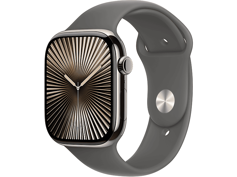 Smartwatch APPLE Watch Series 10 GPS + Cellular Koperta 46mm z tytanu w kolorze naturalnym paskiem sportowym M/L szarości MWYA3ET/A