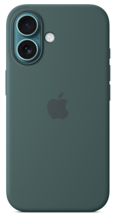 Ciemnozielone etui na telefon z logo Apple i dwoma aparatami.