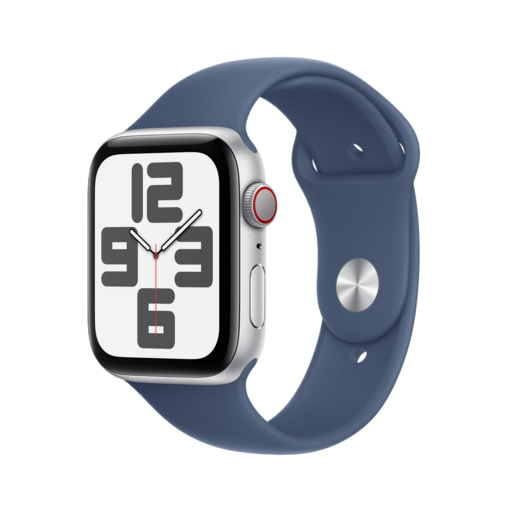 Apple Watch SE (2nd Gen) GPS + Cellular, 44mm Silver Aluminium Case with Denim Sport Band