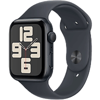MediaMarkt APPLE Watch SE GPS 44mm Midnight Sport Band M/L Smartwatch Midnight Aluminium aanbieding