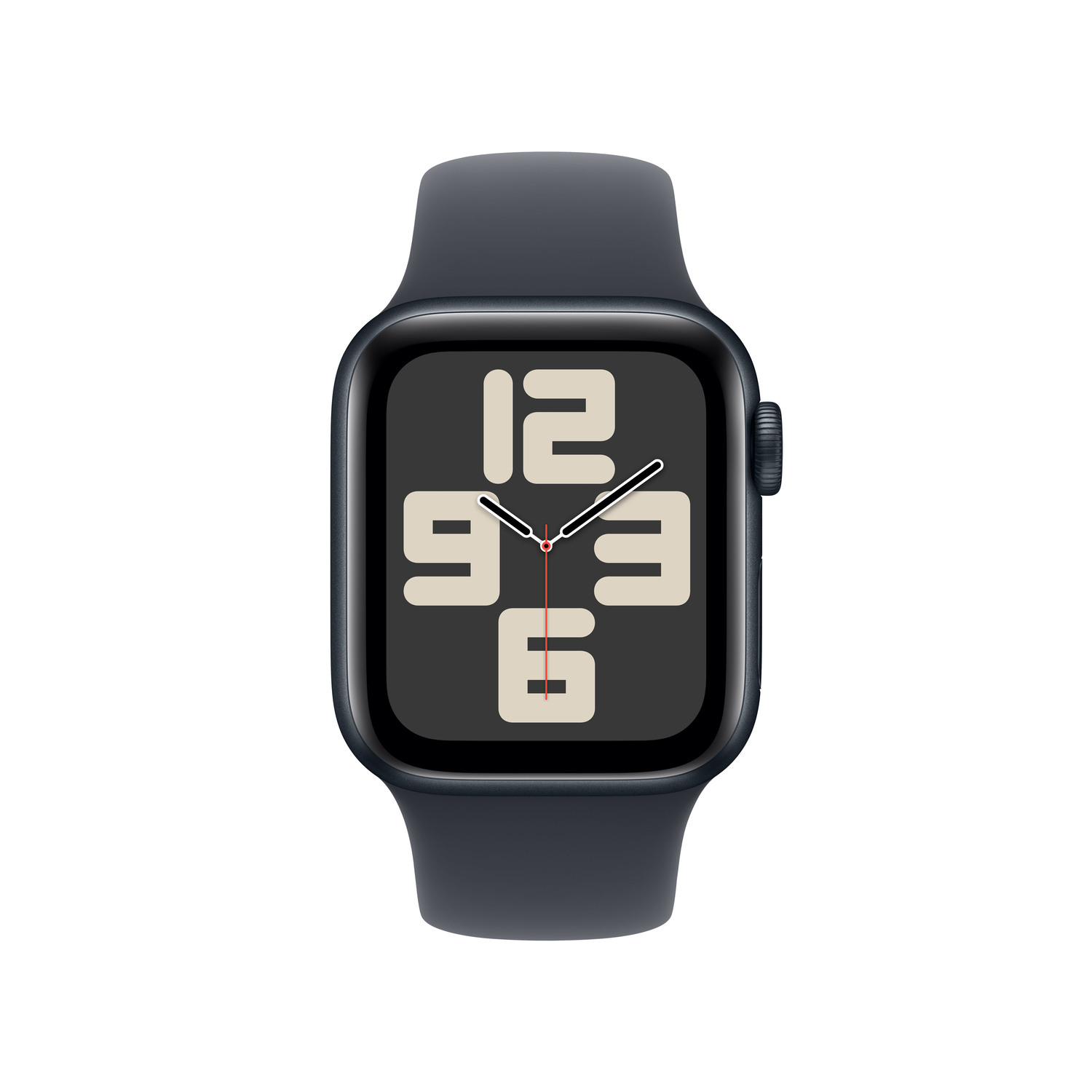 A smartwatch with a dark blue band and a black screen displaying the time 12:36.