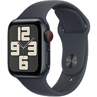 MediaMarkt APPLE Watch SE GPS + Cellular 40mm Midnight Sport Band M/L Smartwatch Midnight Aluminium aanbieding