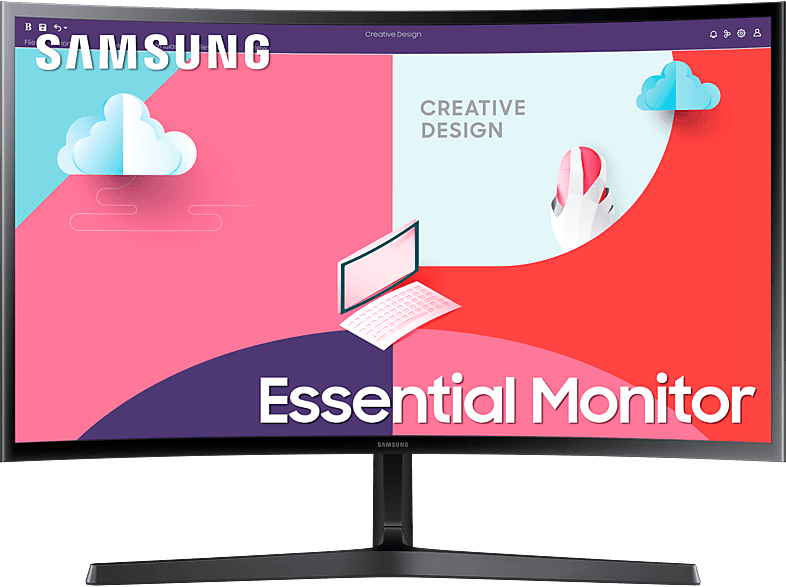 REACONDICIONADO Seminuevo Muy bueno Monitor - Samsung Essential S36C LS27C366EAUXEN, 27", Full-HD, 4 ms, 60 Hz, Pantalla curva, AMD FreeSync, Negro