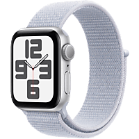 MediaMarkt APPLE Watch SE GPS 40mm Blue Cloud Sport Loop Smartwatch Silver Aluminium aanbieding