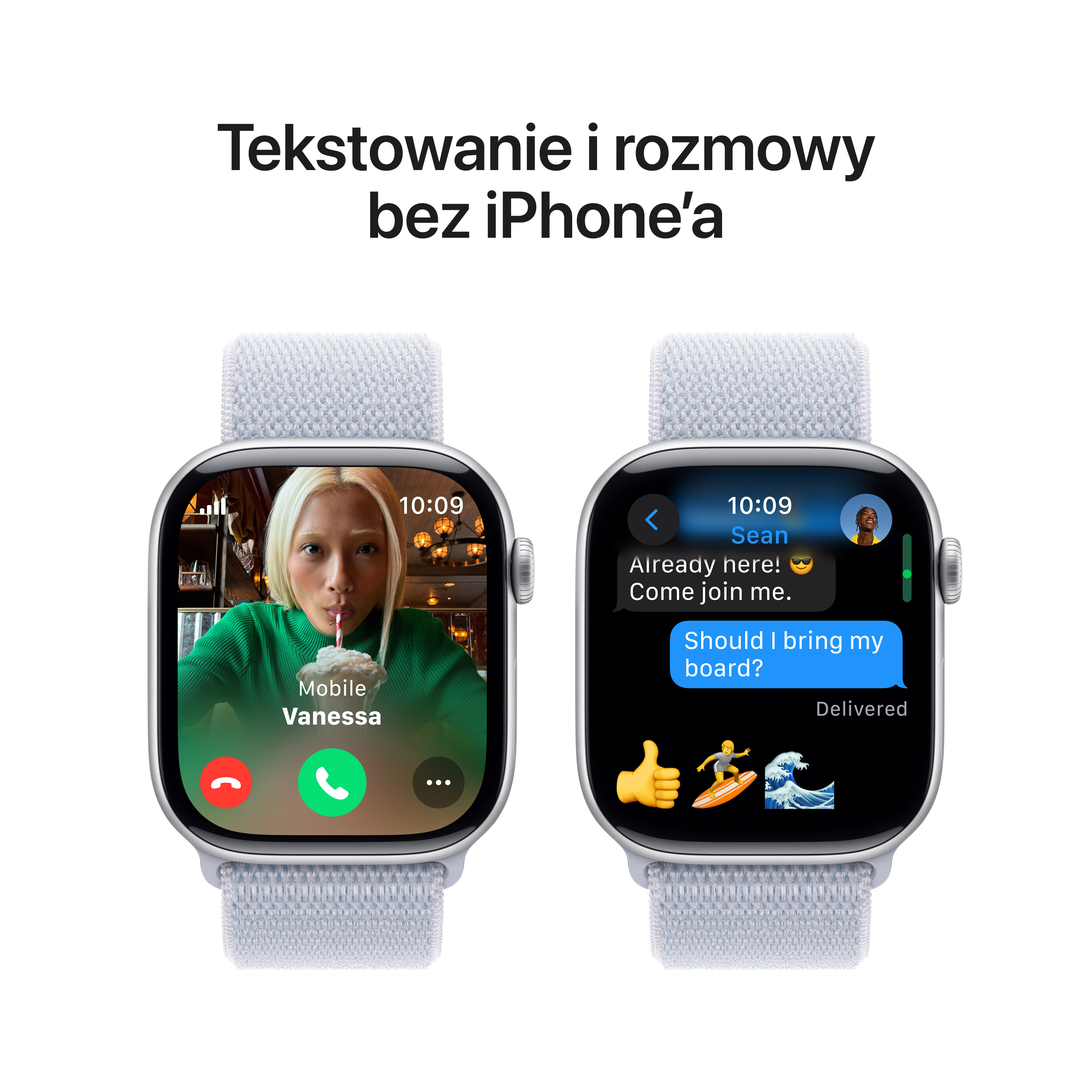 Smartwatch APPLE Watch Series 10 GPS + Cellular Koperta 46mm z aluminium w kolorze srebrnym z opaską sportową w kolorze błękitnego obłoku MWY23ET/A