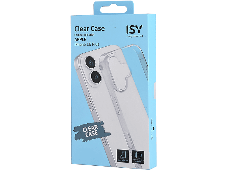 Funda móvil - ISY ISC 1048, Compatible con iPhone 16 Plus, Resistente a Golpes, Transparente