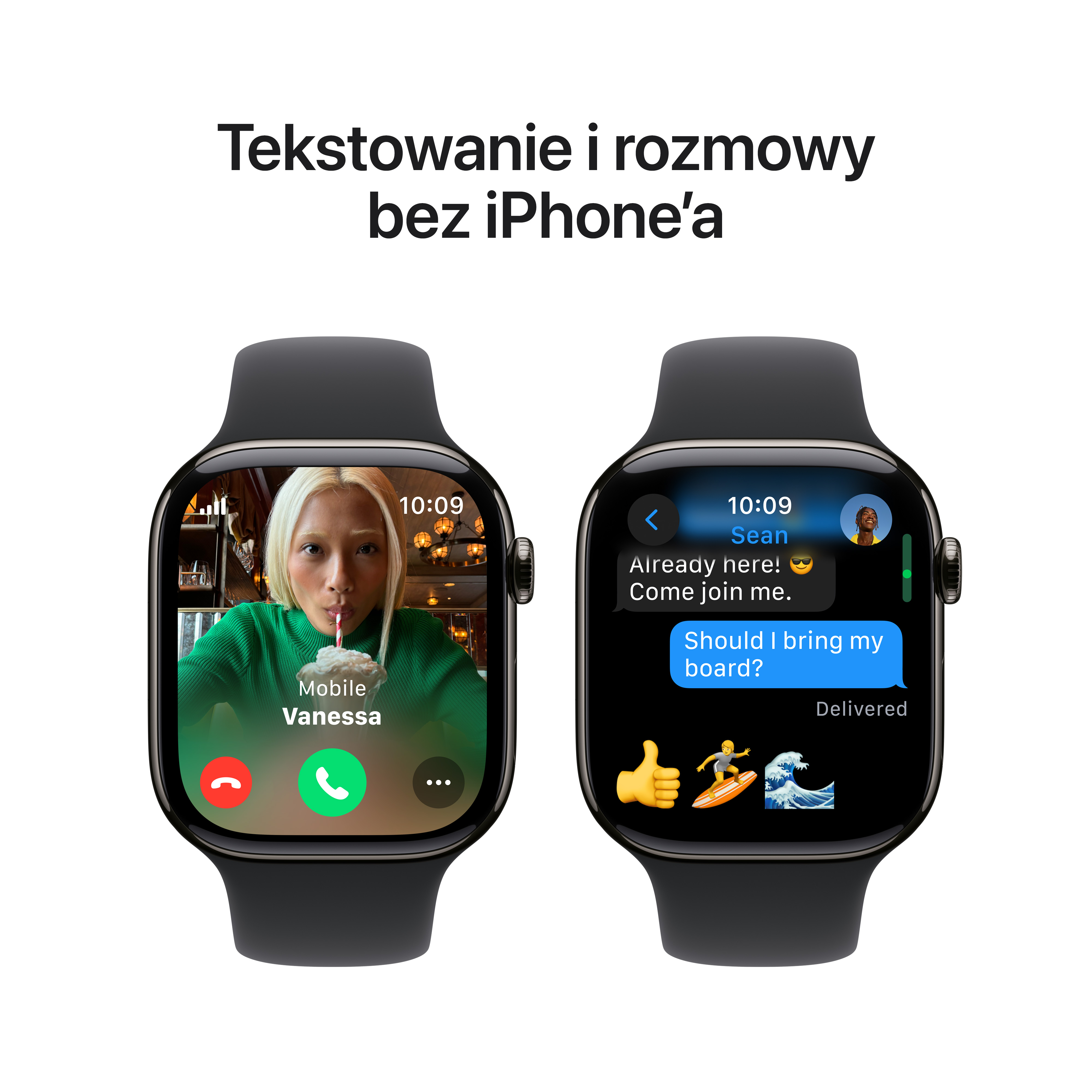 Smartwatch APPLE Watch Series 10 GPS + Cellular Koperta 42mm z tytanu w kolorze łupku z paskiem sportowym M/L w kolorze czarnym MWXH3ET/A