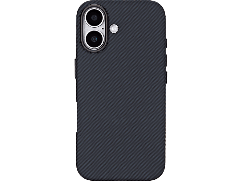 Funda móvil - ISY ISC 3743, Compatible con iPhone 16, Resistente a golpes, Negro Carbón
