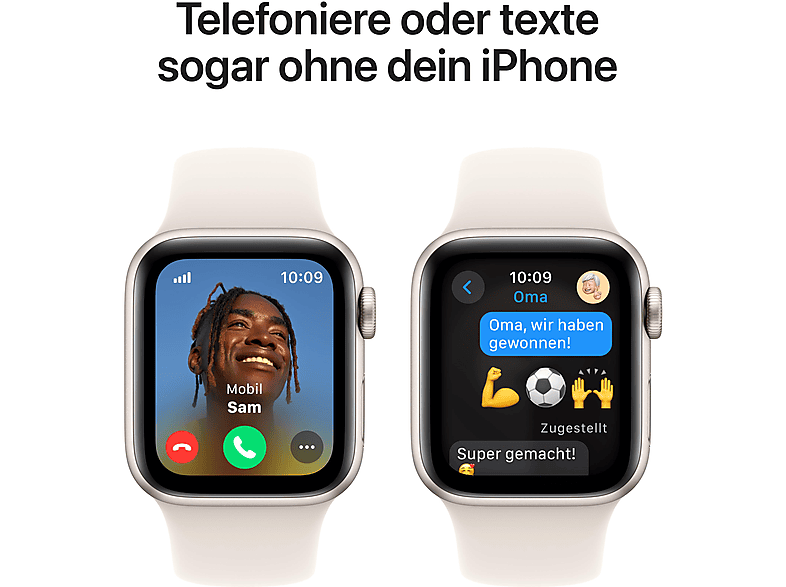 APPLE Watch SE (2024) GPS 40 mm Smartwatch Aluminium Fluorelastomer, 130 - 180 mm, Polarstern