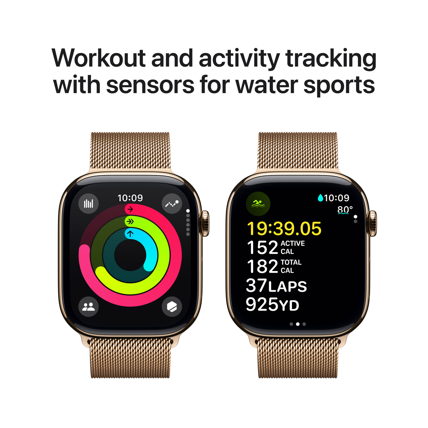 APPLE Watch Series 10 GPS + Cellular 46mm Gold Milanese Loop M/L Smartwatch Gold