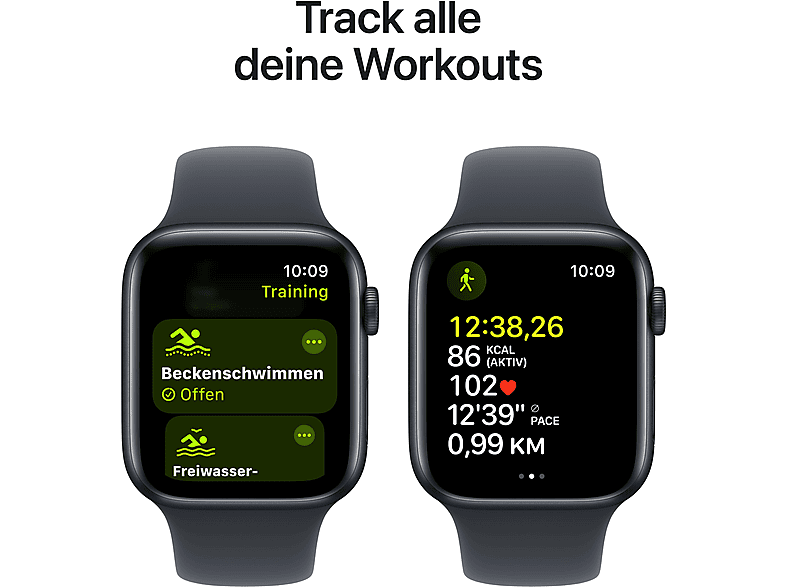APPLE Watch SE (2024) GPS+Cellular 44 mm Smartwatch Aluminium Fluorelastomer, 160 - 210 mm, Mitternacht