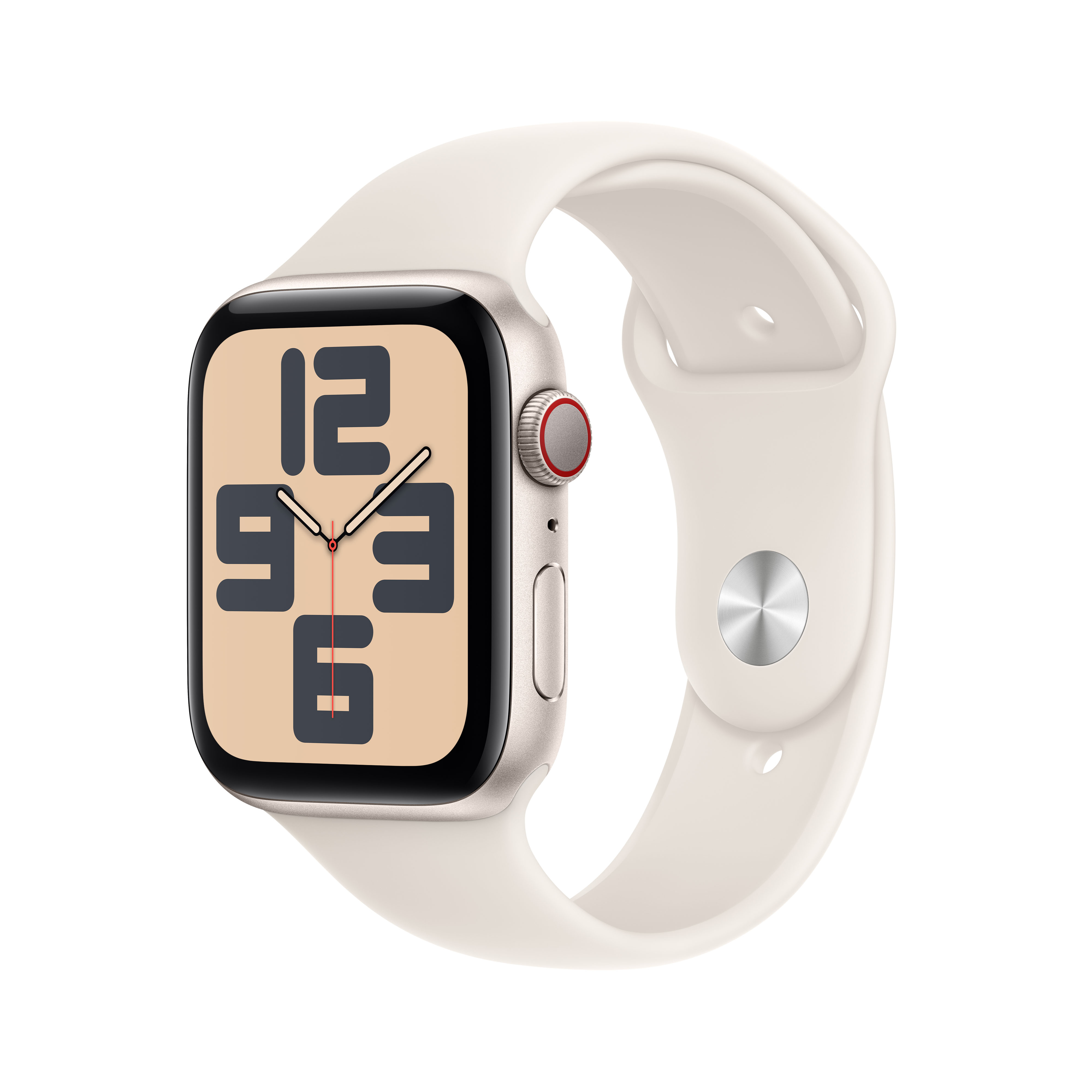 Smartwatch APPLE Watch SE (2 generacji) GPS + Cellular Koperta 40mm z aluminium w kolorze poświaty księżyca z paskiem sportowym M/L MXGK3ET/A