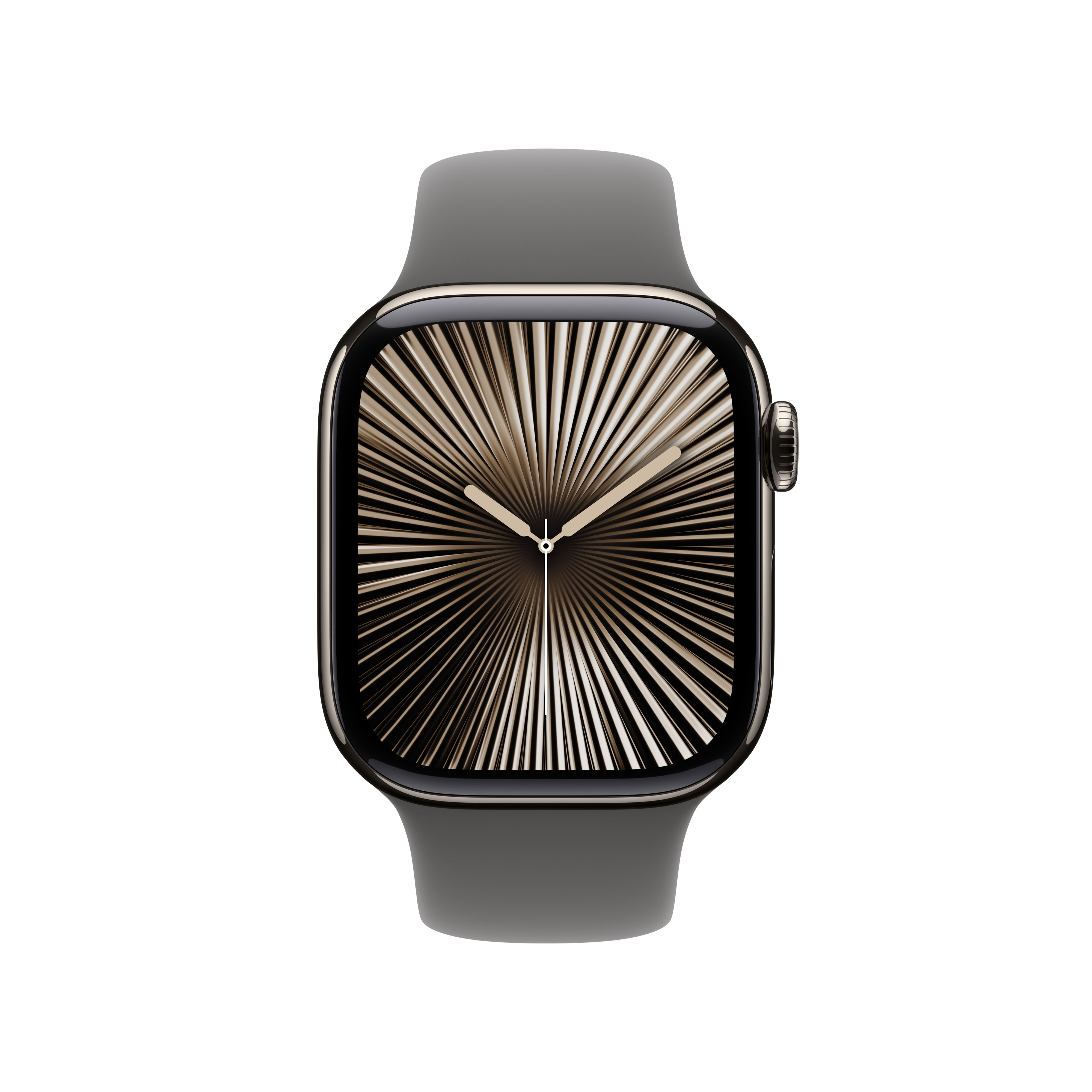 APPLE Watch Series 10 (GPS + Cellular) 42 mm Smartwatch Titan Fluorelastomer, 130 - 180 mm (S/M), Natural Titanium/Stone Gray Sport Band