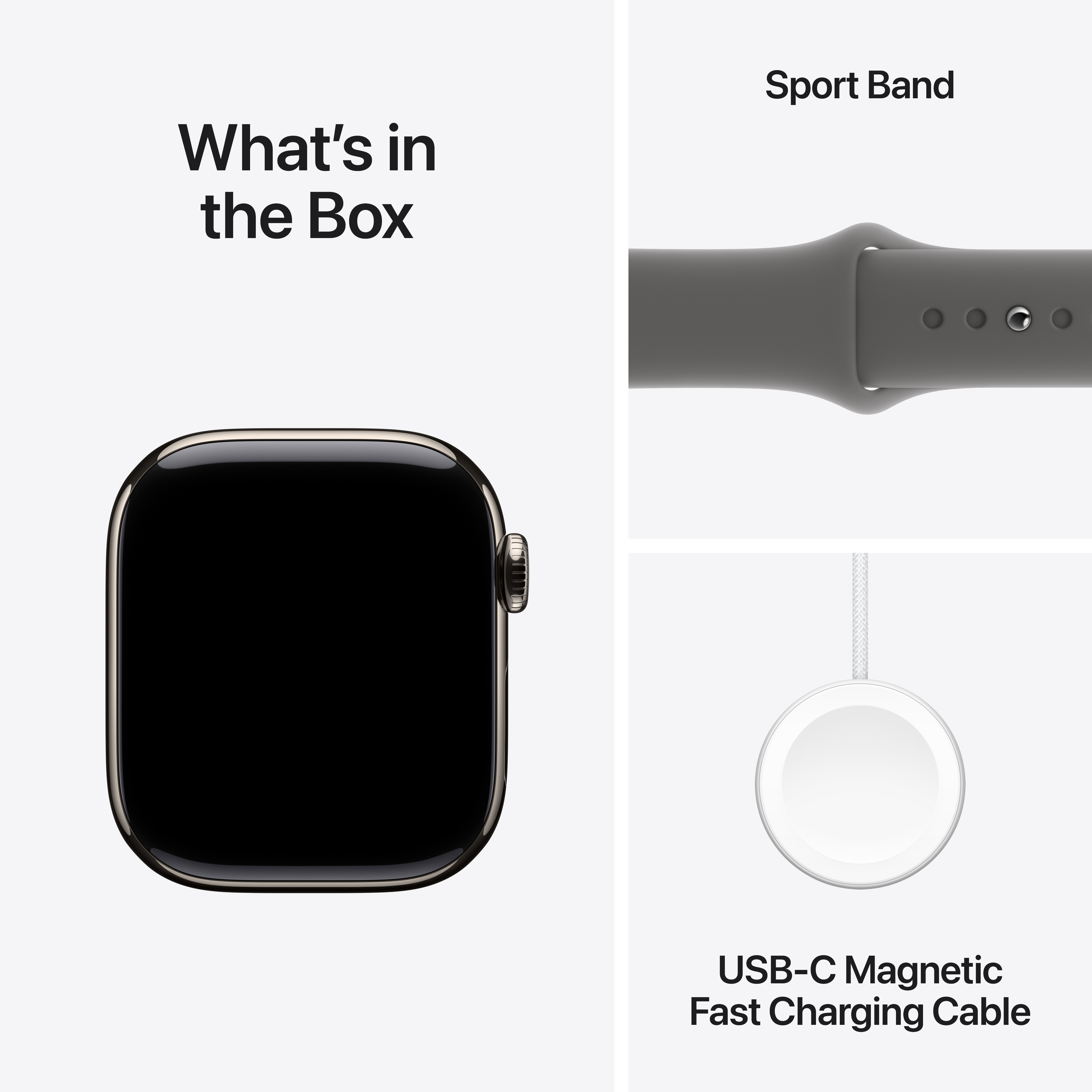 APPLE Watch Series 10 (GPS + Cellular) 42 mm Smartwatch Titan Fluorelastomer, 130 - 180 mm (S/M), Natural Titanium/Stone Gray Sport Band